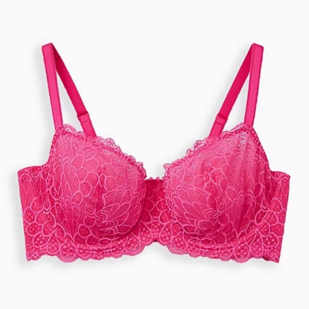 Torrid Pink Lace Balconette Bra, Size 46D